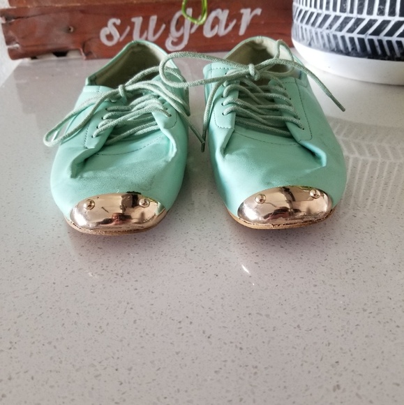 lace up flats shoes mint green color - Picture 2 of 7